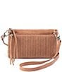 Color:Whiskey - Image 1 - Double Darcy Woven Leather Crossbody Bag