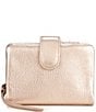 Color:Pink Gold Metallic - Image 1 - Fern Leather Pink Gold Metallic Bifold Wallet