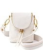 Color:White - Image 1 - Fern Leather Stitch Strap Crossbody Bag