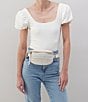 Color:White - Image 4 - Fern White Stitch Leather Belt Bag