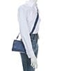 Color:Azure - Image 4 - Lauren Azure Studded Strap Leather Crossbody Bag