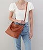 Color:Wheat - Image 4 - Pier Convertible Woven Leather Hobo Crossbody Bag
