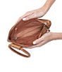 Color:Sepia - Image 3 - Sable Woven Leather Wristlet