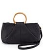 Color:Black - Image 1 - Sheila Hard Ring Leather Crossbody Satchel Bag