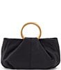 Color:Black - Image 2 - Sheila Hard Ring Leather Crossbody Satchel Bag