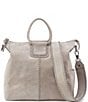 Color:Granite Grey - Image 1 - Sheila Leather Ring Handle Convertible Crossbody Bag