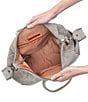 Color:Granite Grey - Image 3 - Sheila Leather Ring Handle Convertible Crossbody Bag