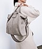 Color:Granite Grey - Image 6 - Sheila Leather Ring Handle Convertible Crossbody Bag