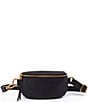 Color:Black - Image 1 - Velvet Hide Collection Fern Leather Belt Bag