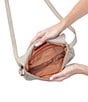 Color:Taupe - Image 3 - Velvet Hide Collection Fern Leather Messenger Crossbody Bag