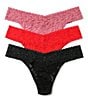 Hanky Panky Holiday Original Thong 3-Pack, Color:Pink/Cherrywood/Black - Image 1