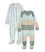 Color:Sage - Image 1 - Baby Clothing Baby Boys 12 Months Round Neck Zipper Front 2-Pack Organic Sleeper