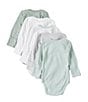 Color:Sage - Image 2 - Baby Clothing Baby Boys Newborn-12 Months Long Sleeve Organic Cotton Bodysuit 5-Pack