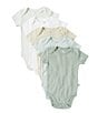Color:Sage - Image 1 - Baby Clothing Baby Boys Newborn-12 Months Short Sleeve Organic Cotton Bodysuit 5-Pack