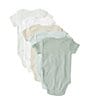 Color:Sage - Image 2 - Baby Clothing Baby Boys Newborn-12 Months Short Sleeve Organic Cotton Bodysuit 5-Pack
