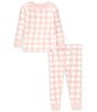 Color:Pink - Image 3 - Baby Clothing Baby Girls 12-24 Months Round Neck Long Sleeve Pajama Top & Pants Set