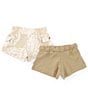 Color:Brown - Image 2 - Baby Girls 3-24 Months Pull-On Cargo Shorts 2-Pack Set