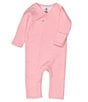 Color:Strawberry Cream - Image 1 - Baby clothing - Baby Girls Newborn - 12 Months Organic Matelasse Side Snap Coverall