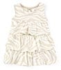 Color:Brown - Image 1 - Baby Girls Newborn-24 Months Zebra Print Strappy Tiered Round Neck Dress