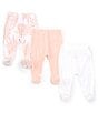 Color:Pink - Image 1 - Baby Girls Newborn-9 Months Pull-On Pants 3-Pack Set