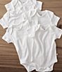 Color:Bright White - Image 3 - Baby Clothing - Baby Newborn - 12 Months Short Sleeve Organic Cotton Bodysuit 5-Pack