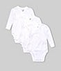 Color:Bright White - Image 5 - Baby Clothing - Baby Newborn - 9 Months Long Sleeve Organic Cotton Kimono Bodysuit 3-Pack