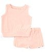 Color:Pink - Image 1 - Baby Newborn-24 Months Terry Tank Top & Shorts Set