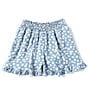 Color:Chambray - Image 1 - Big Girls 7-16 Floral Print Ruffle Hem Pull-On Shorts