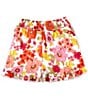 Color:Orchid/Mauve - Image 1 - Big Girls 7-16 Floral Printed Ruffle Hem Pull-On Shorts