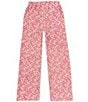 Color:Fuchsia/White - Image 1 - Big Girls 7-16 Flower Printed Pull-On Pants