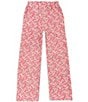 Color:Fuchsia/White - Image 2 - Big Girls 7-16 Flower Printed Pull-On Pants