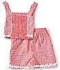 Honey & Sparkle Big Girls 7-16 Gingham Printed Smocked Tank & Shorts Set, Color:Red/White - Image 2