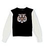 Color:Black/Cream - Image 1 - Big Girls 7-16 Long Sleeve Tiger Pullover