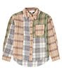 Color:Chambray/Taupe - Image 1 - Big Girls 7-16 Long Sleeve Two-Tone-Plaid Flannel Shirt