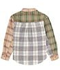 Color:Chambray/Taupe - Image 2 - Big Girls 7-16 Long Sleeve Two-Tone-Plaid Flannel Shirt