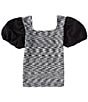 Color:Black - Image 1 - Big Girls 7-16 Puffed Sleeve Clip Dot Top