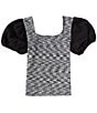 Color:Black - Image 2 - Big Girls 7-16 Puffed Sleeve Clip Dot Top