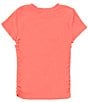 Color:Coral - Image 2 - Big Girls 7-16 Short-Sleeve Cinched Rib Knit Top
