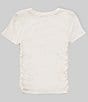 Color:Ivory - Image 2 - Big Girls 7-16 Short-Sleeve Cinched Rib Knit Top