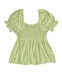 Color:Olive - Image 2 - Big Girls 7-16 Short-Sleeve Dot Babydoll Top