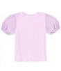 Color:Lavender - Image 2 - Big Girls 7-16 Short Sleeve Knit-To-Woven Top