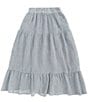 Color:Vintage Teal - Image 2 - Big Girls 7-16 Tiered Maxi Skirt