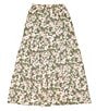 Color:Olive - Image 2 - Big Girls 7-16 Tiered Printed Maxi Skirt