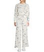 Honey & Sparkle Bow Printed Wide Leg Lounge Pants, Color:Ivory/Cashmere - Image 3
