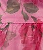 Color:Pink Fuchsia - Image 4 - Bubble Sleeve Printed Organza Baby Doll Top