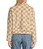 Honey & Sparkle Checkered Fleece Quarter Zip Jacket, Color:Natural/White - Image 2
