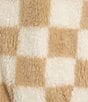 Honey & Sparkle Checkered Fleece Quarter Zip Jacket, Color:Natural/White - Image 4
