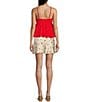 Color:Cream/Red - Image 4 - Cherry Printed Built-In Shorts Mini Satin Slip Skirt