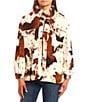 Color:Brown/Ivory - Image 1 - Cow Print Button Down Shacket