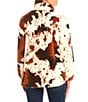 Color:Brown/Ivory - Image 2 - Cow Print Button Down Shacket